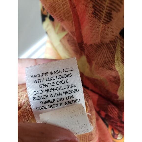 OneWorld Blouse Women's PL Multicolor Boho Chiffon Abstract Print V Neck Top - Picture 8 of 12